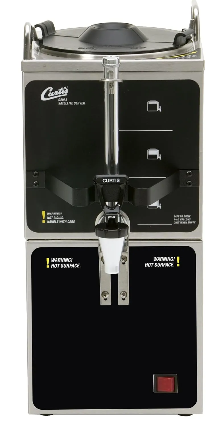 Wilbur Curtis Gemini 1.5 Gallon Satellite Dispenser And Warmer Stand - Commercial Beverage Dispenser that Preserves Flavor and Prevents Heat Loss - GEM-3-5 (Each)