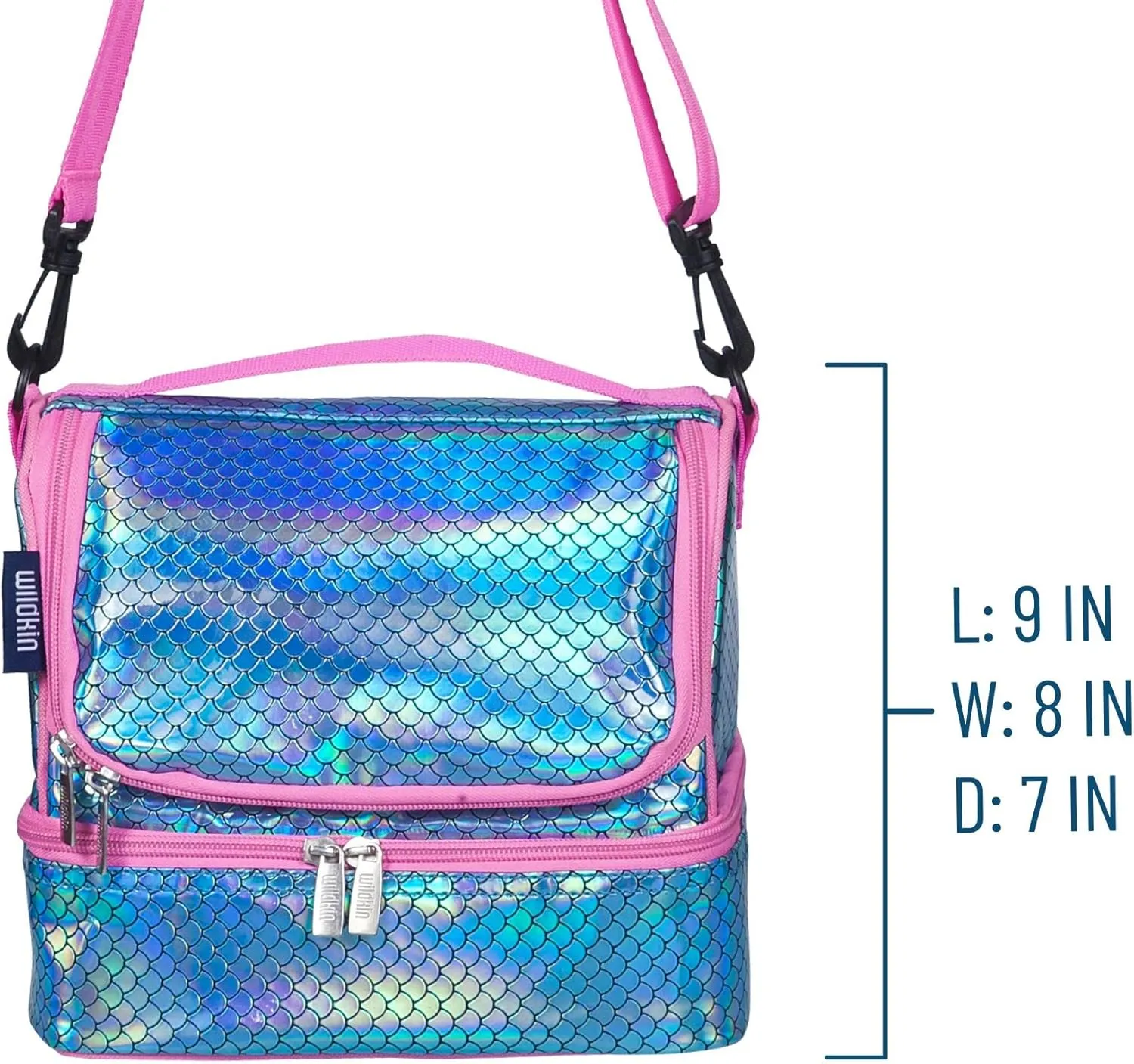 Wildkin Two Compartment Insulated Lunch Bag for Kids – School & Travel Ready - Mermaid Scales
