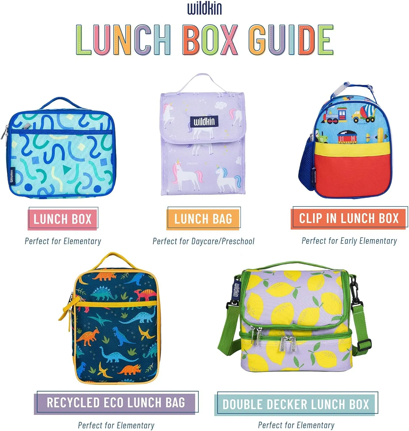 Wildkin Two Compartment Insulated Lunch Bag for Kids – School & Travel Ready - Mermaid Scales