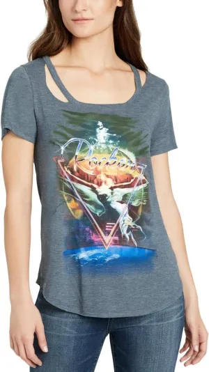 William Rast Women's Riot Single Cold Shoulder Graphic Tee