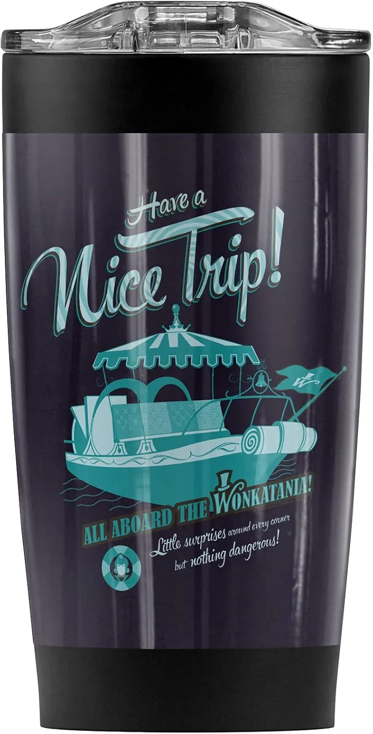 Willy Wonka and the Chocolate Factory Aboard the Wonkatania Stainless Steel 20 oz Travel Tumbler, Vacuum Insulated & Double Wall Leakproof Sliding Lid | Great for Coffee/Hot Drinks and Cold Beverages