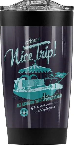 Willy Wonka and the Chocolate Factory Aboard the Wonkatania Stainless Steel 20 oz Travel Tumbler, Vacuum Insulated & Double Wall Leakproof Sliding Lid | Great for Coffee/Hot Drinks and Cold Beverages