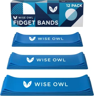 WISE OWL Chair Bands for Kids with Fidgety Feet - Classroom ADHD Deskbands for Chairs and Desks - School Student Sensory Fidget Band (12-Pack)