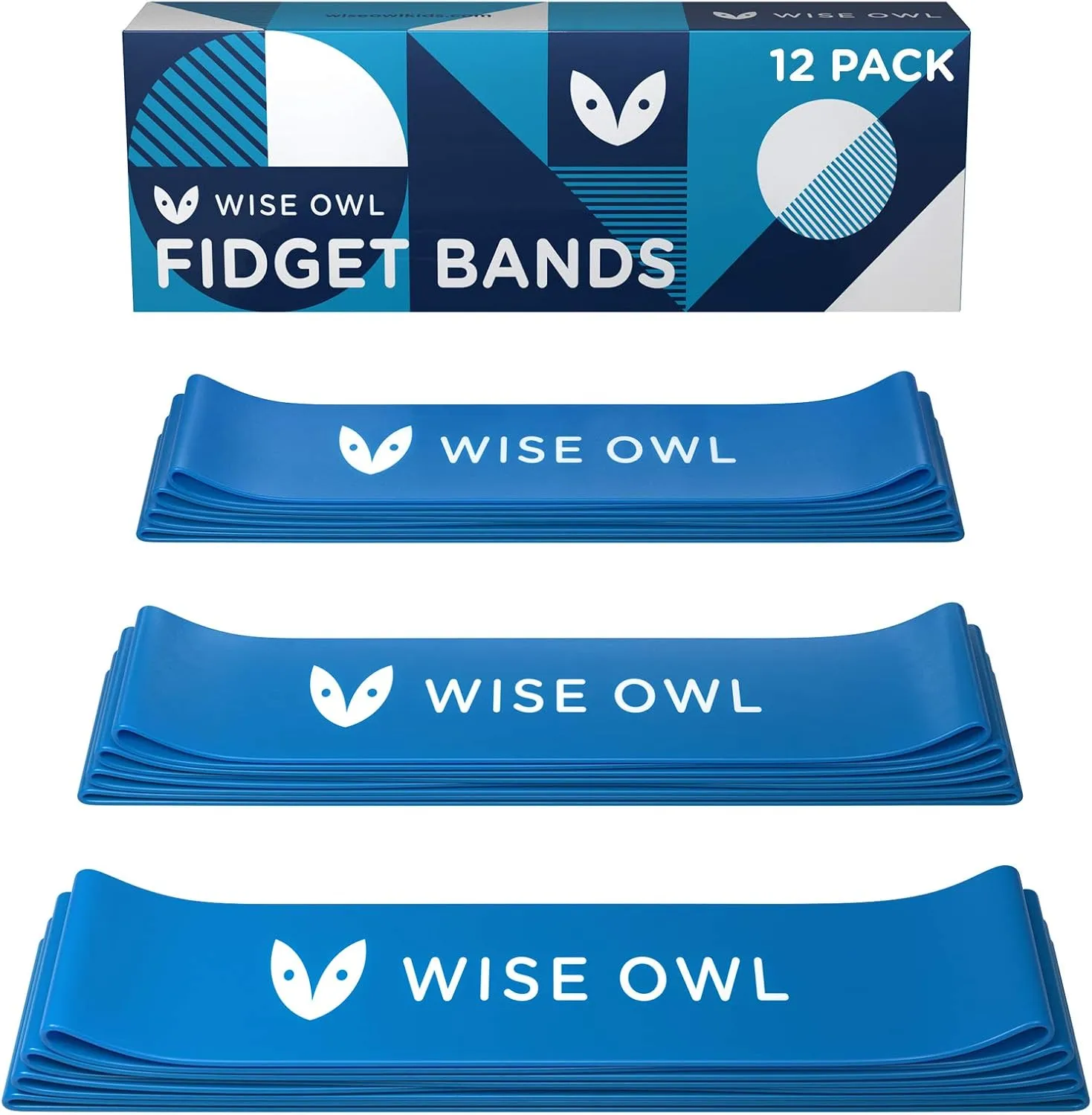 WISE OWL Chair Bands for Kids with Fidgety Feet - Classroom ADHD Deskbands for Chairs and Desks - School Student Sensory Fidget Band (12-Pack)