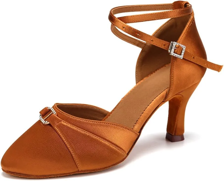 Women Ballroom Latin Dance Shoes Closed Toe Salsa Waltz Dance Practice Performance Dance Shoes