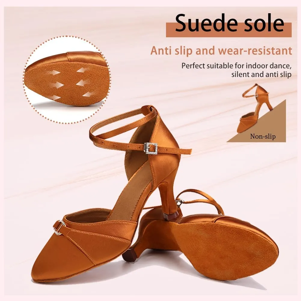 Women Ballroom Latin Dance Shoes Closed Toe Salsa Waltz Dance Practice Performance Dance Shoes