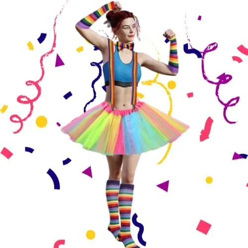 Women Clown Accessories Costume Set Circus Outfit Fancy Outfits Rainbow Tutu Adult Costume Halloween Cosplay