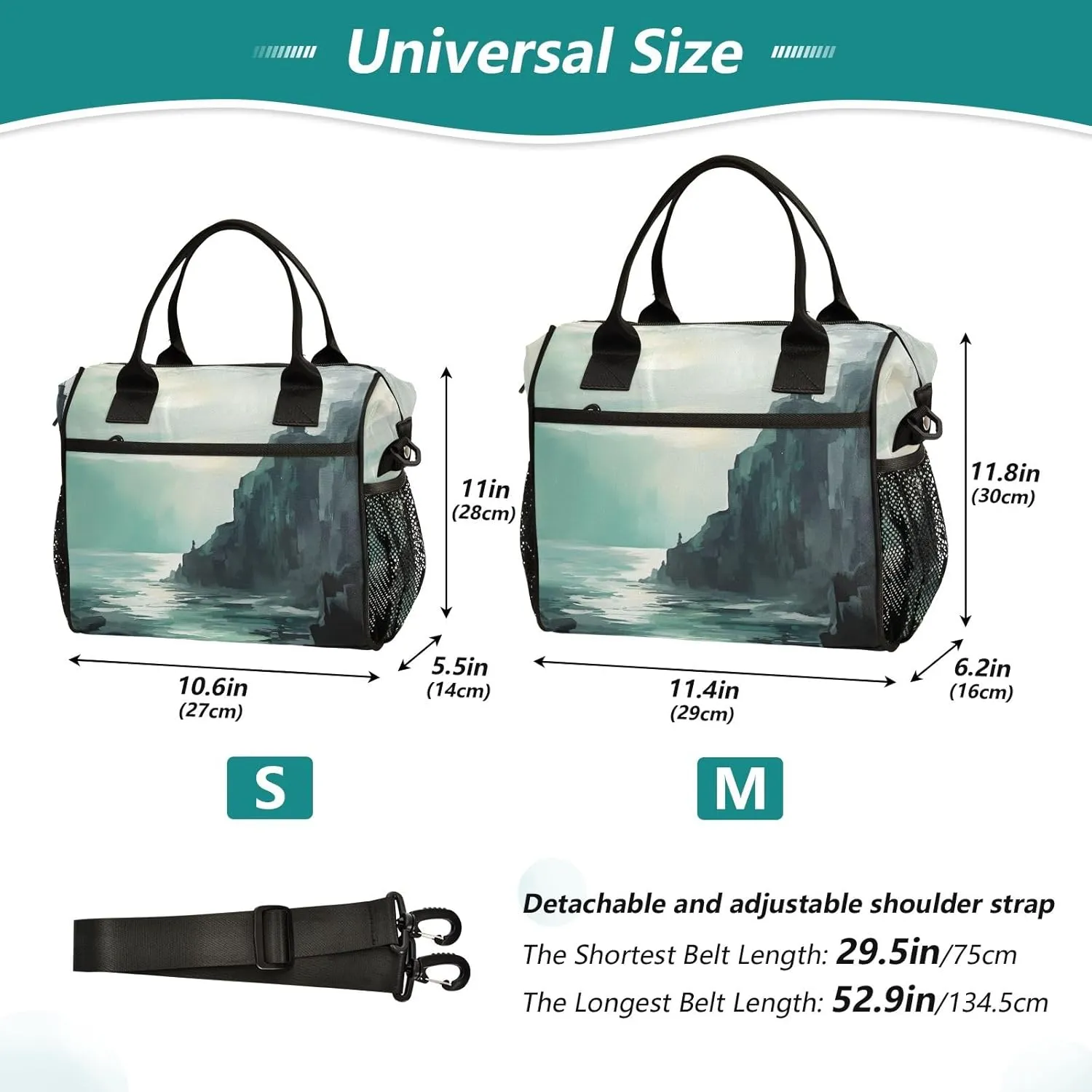 Women Cooler Bags Lunch Bag Reusable Insulated Lunch Bags Cliff Lighthouse Crossbody with Shoulder Strap Adults S