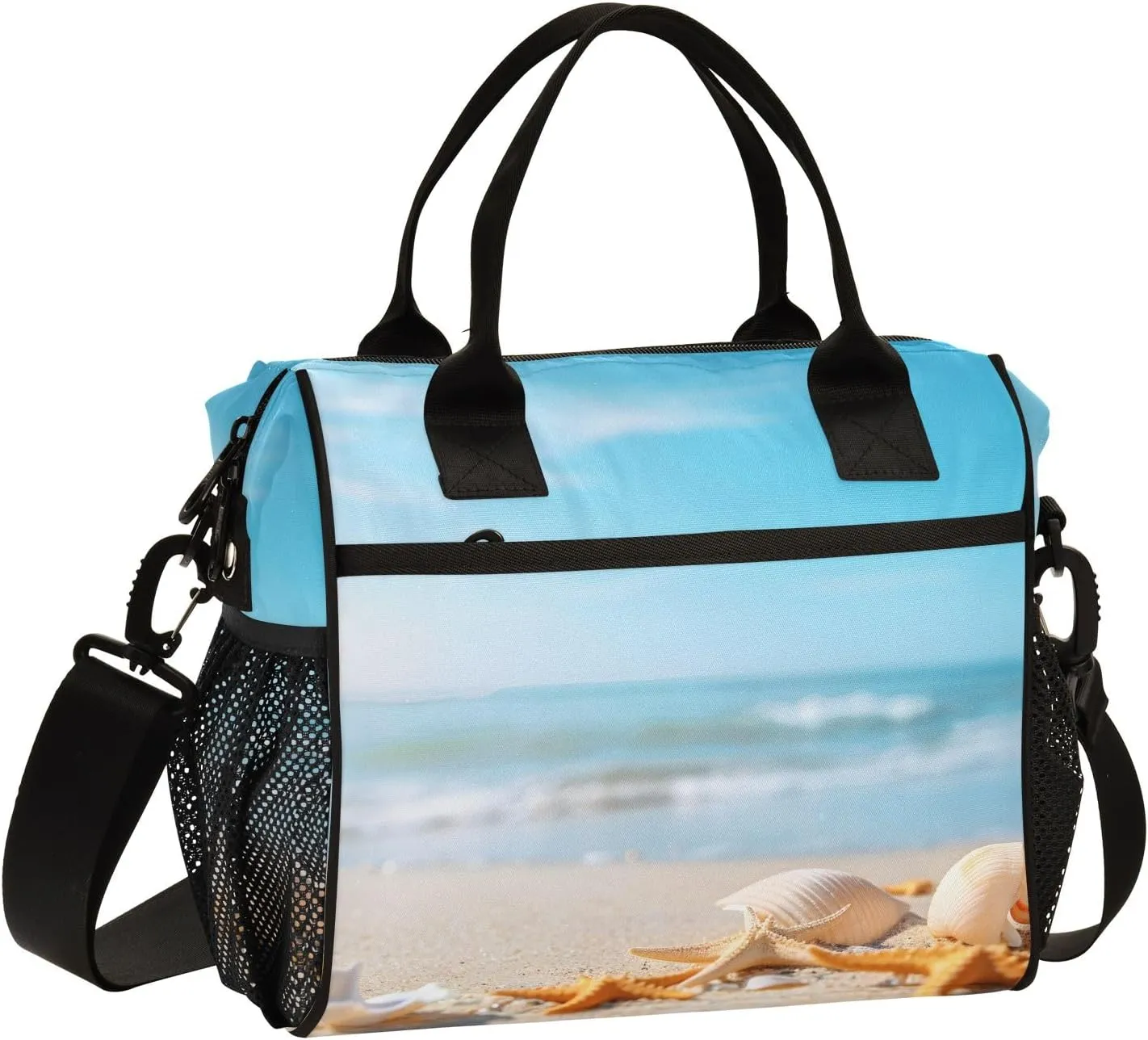 Women Cooler Bags Lunch Bag Reusable Insulated Lunch Bags Shells Beaches Seashores Crossbody with Shoulder Strap Adults S