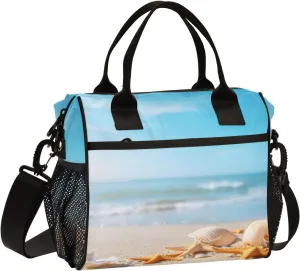 Women Cooler Bags Lunch Bag Reusable Insulated Lunch Bags Shells Beaches Seashores Crossbody with Shoulder Strap Adults S