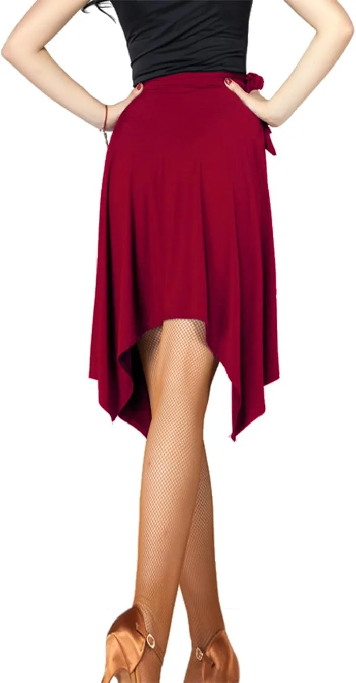Women Latin Salsa Dance Skirt - Smooth Irregular Swing Ballroom Tango Cha Cha Practice Skirt