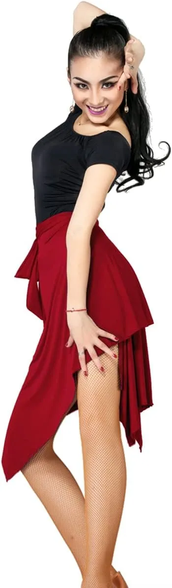 Women Latin Salsa Dance Skirt - Smooth Irregular Swing Ballroom Tango Cha Cha Practice Skirt