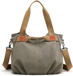 Women Retro Top Handle Satchel Tote Purse Canvas Hobo Handbag Zipper Shoulder Crossbody Bags Rose