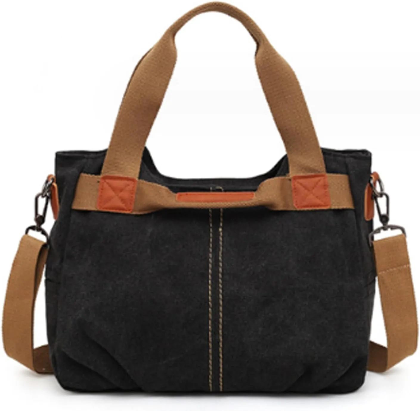 Women Retro Top Handle Satchel Tote Purse Canvas Hobo Handbag Zipper Shoulder Crossbody Bags Rose