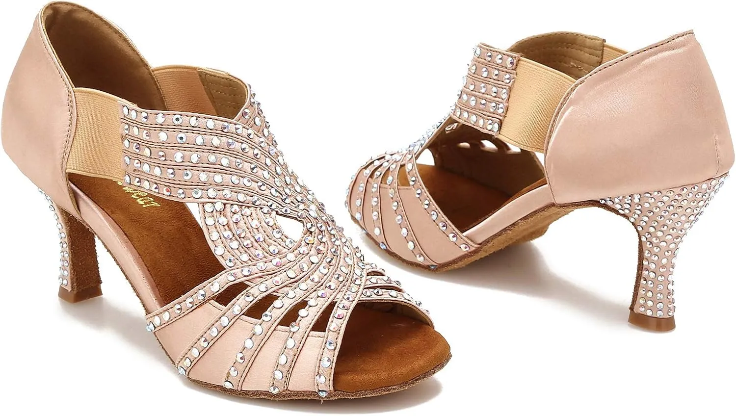 Women Rhinestone Dance Shoes Ballroom Latin Salsa Bachata Performance Dance Dancing Shoes