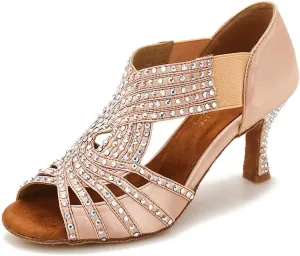 Women Rhinestone Dance Shoes Ballroom Latin Salsa Bachata Performance Dance Dancing Shoes