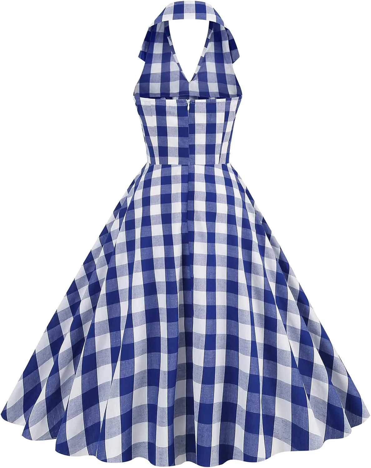 Women Vintage 1950s Retro Dress Spaghetti Strap Pink Gingham Swing Cocktail Party Dress Rockabilly A-line Midi Dress