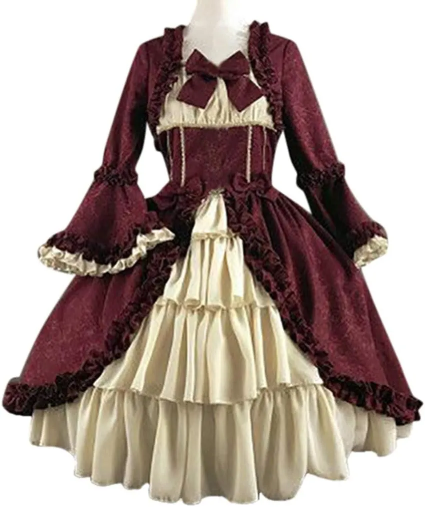 Women's 1950s Vintage Rockabilly Swing Dress Gothic Renaissance Retro Cosplay Victorian Vintage Retro Gown Dress