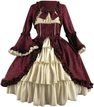 Women's 1950s Vintage Rockabilly Swing Dress Gothic Renaissance Retro Cosplay Victorian Vintage Retro Gown Dress
