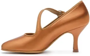 Women's Ballroom Dance Shoes Elegant Standard Waltz Latin Shoes for Women Pumps Dark Tan Satin #149, 4.5-11
