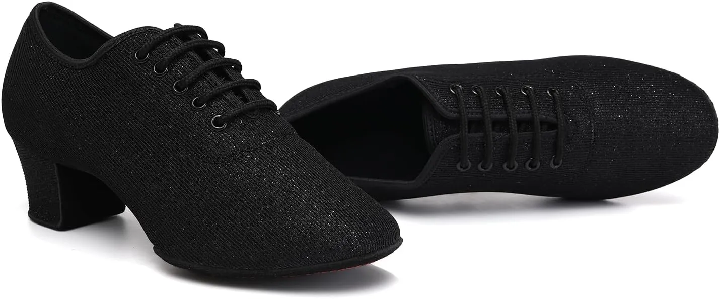 Women's Ballroom Dance Shoes Lace-up Closed Toe Low Heel Latin Dancing Shoes Salsa Rhythm Teaching Practice Professional Performance Dance Shoes