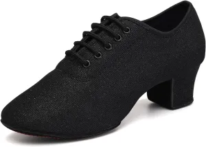 Women's Ballroom Dance Shoes Lace-up Closed Toe Low Heel Latin Dancing Shoes Salsa Rhythm Teaching Practice Professional Performance Dance Shoes