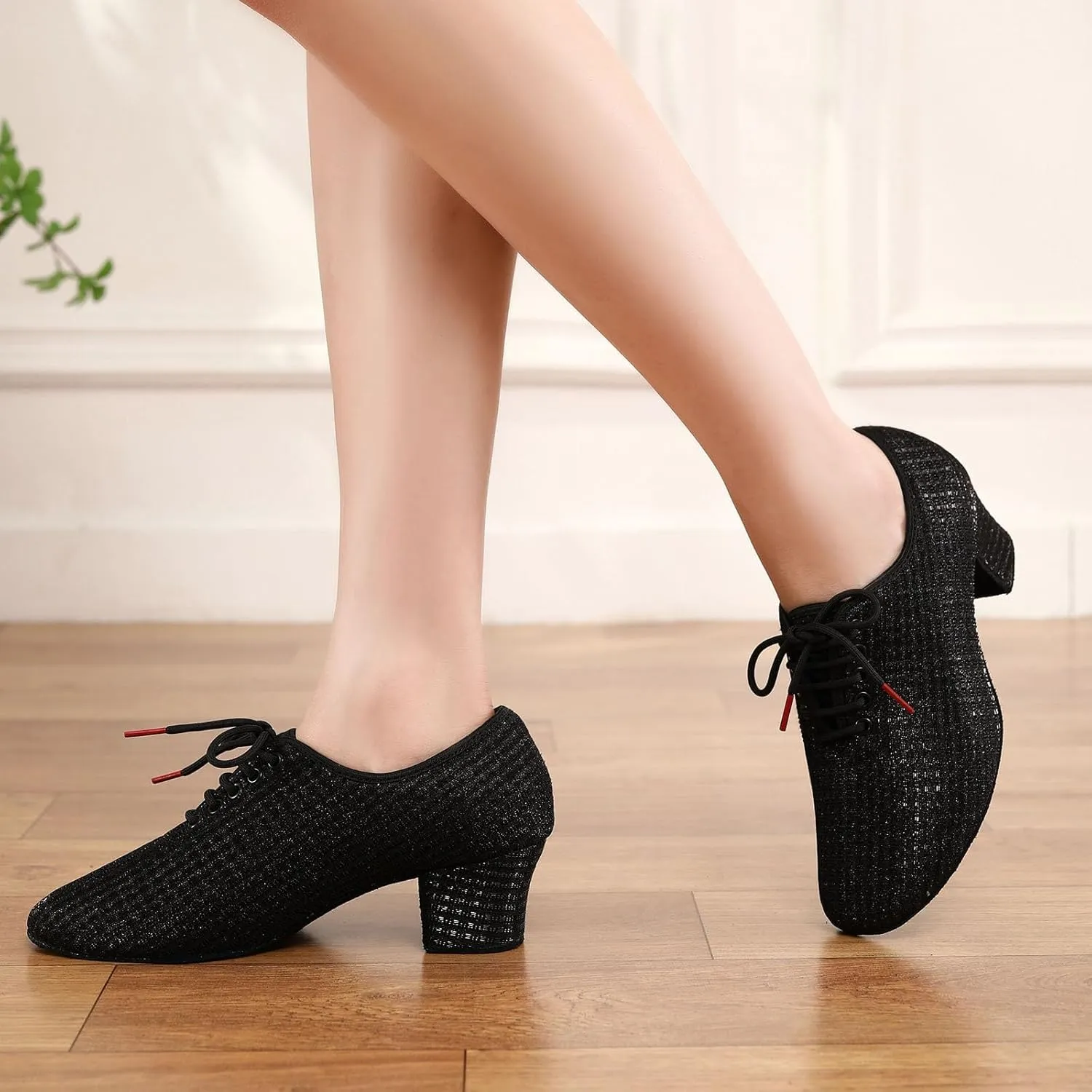 Women's Ballroom Dance Shoes Lace up Closed Toe Low Heel Modern Professional Latin Teaching Dance Practice Shoes,Model LHD-301