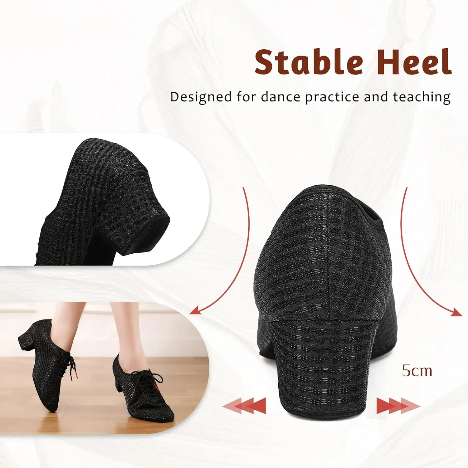 Women's Ballroom Dance Shoes Lace up Closed Toe Low Heel Modern Professional Latin Teaching Dance Practice Shoes,Model LHD-301