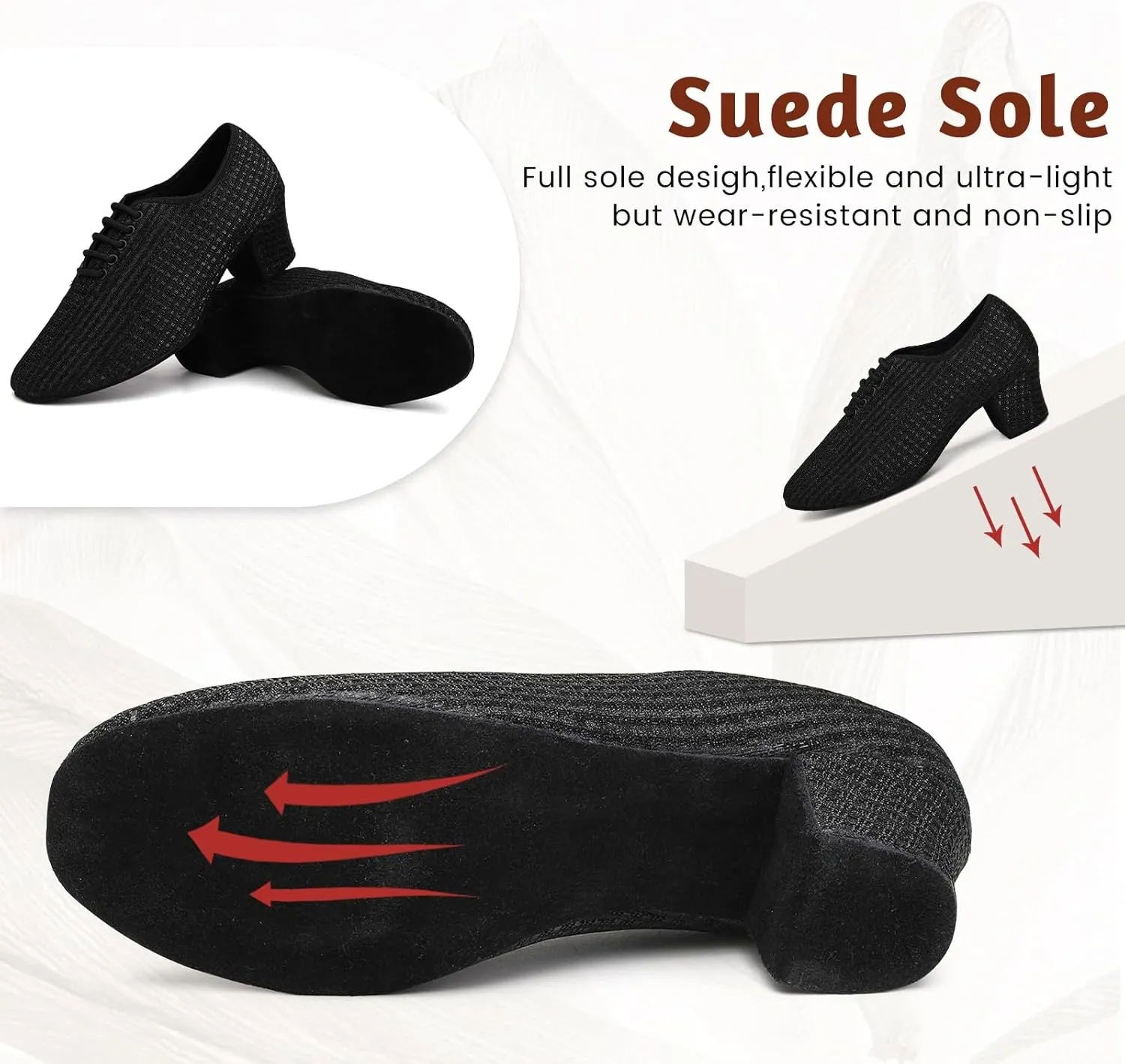 Women's Ballroom Dance Shoes Lace up Closed Toe Low Heel Modern Professional Latin Teaching Dance Practice Shoes,Model LHD-301