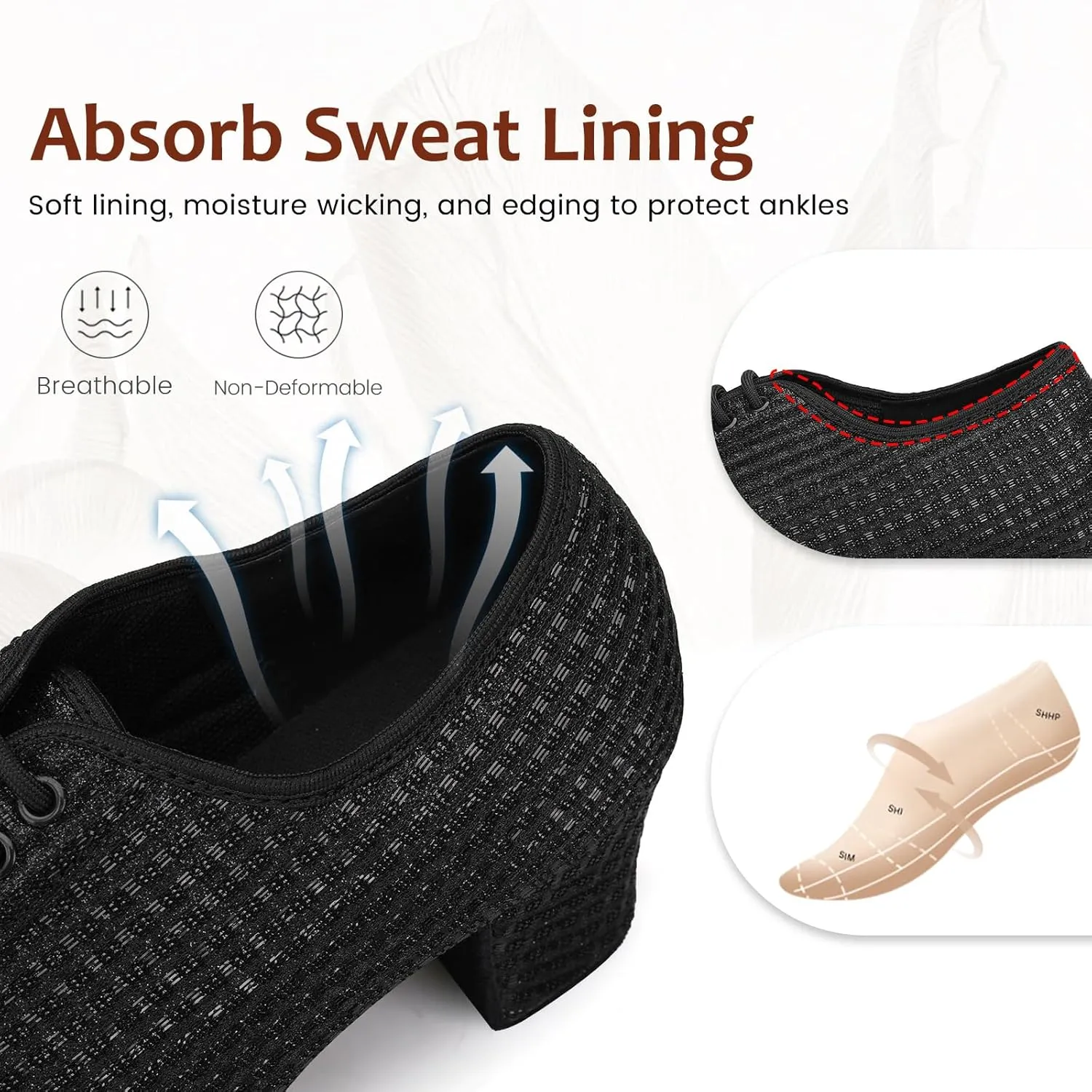 Women's Ballroom Dance Shoes Lace up Closed Toe Low Heel Modern Professional Latin Teaching Dance Practice Shoes,Model LHD-301