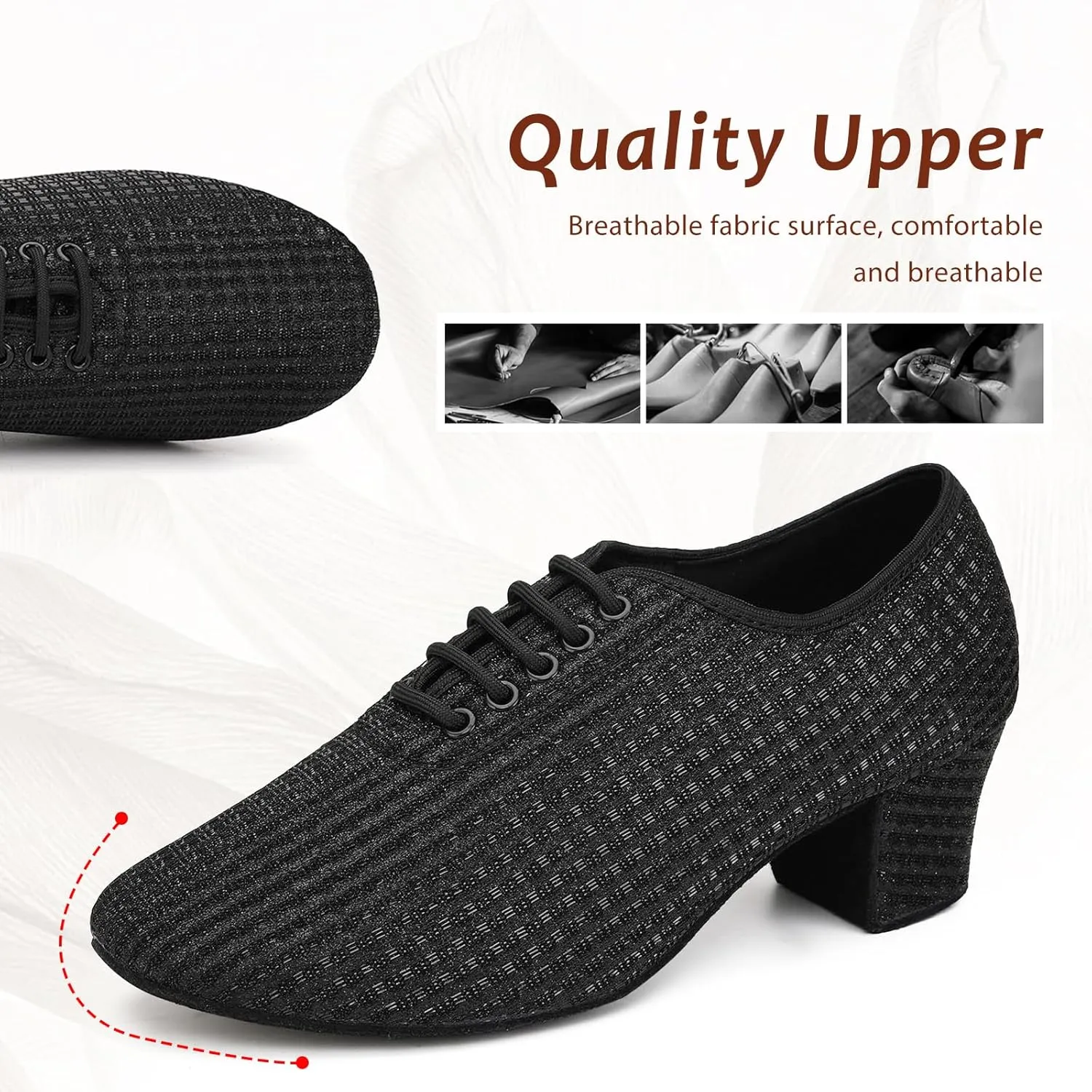 Women's Ballroom Dance Shoes Lace up Closed Toe Low Heel Modern Professional Latin Teaching Dance Practice Shoes,Model LHD-301
