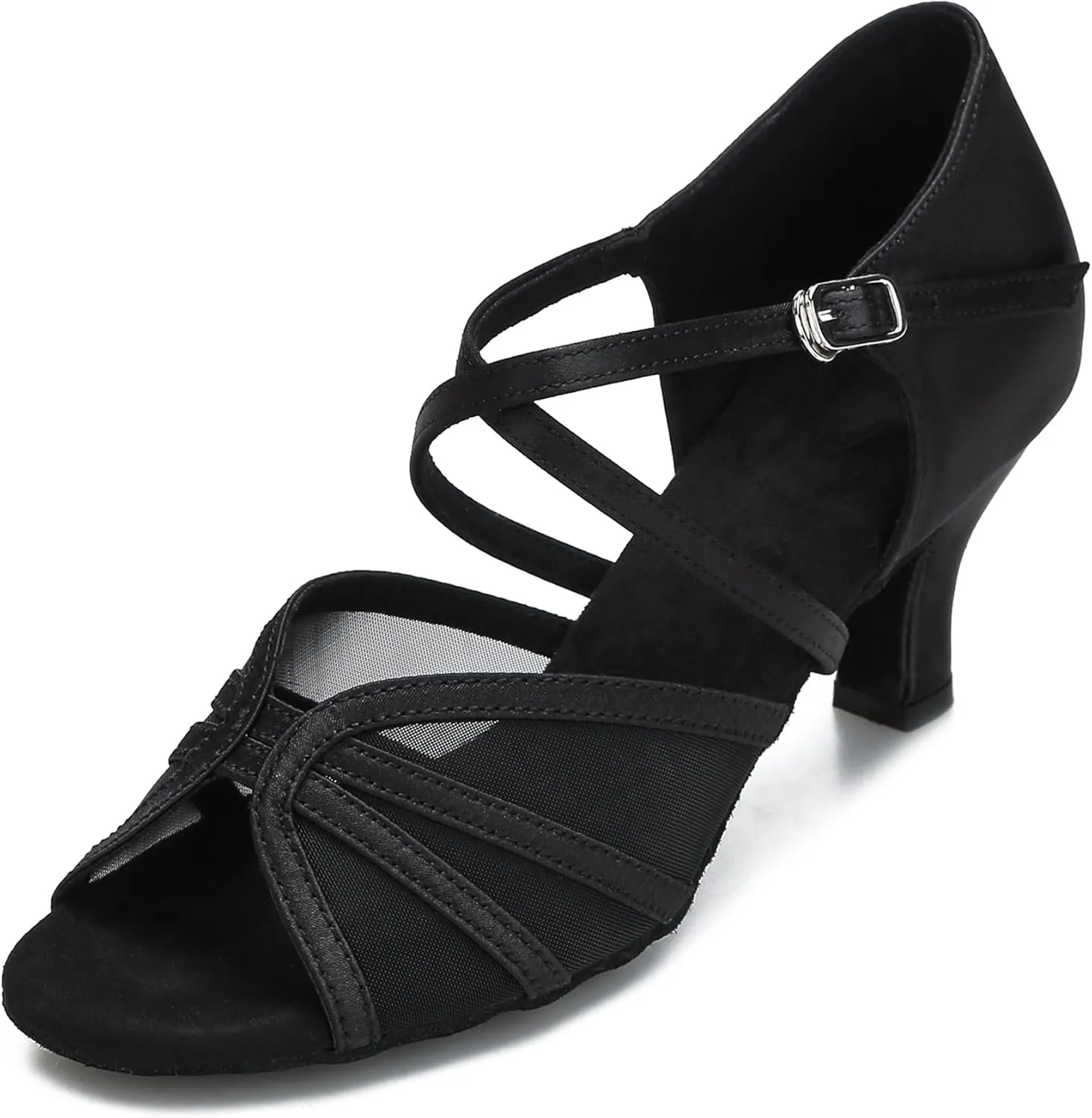 Women's Ballroom Dance Shoes Latin Salsa Dancing Shoes Cross Strap 2.5inch Heel 3inch Heel ZB04