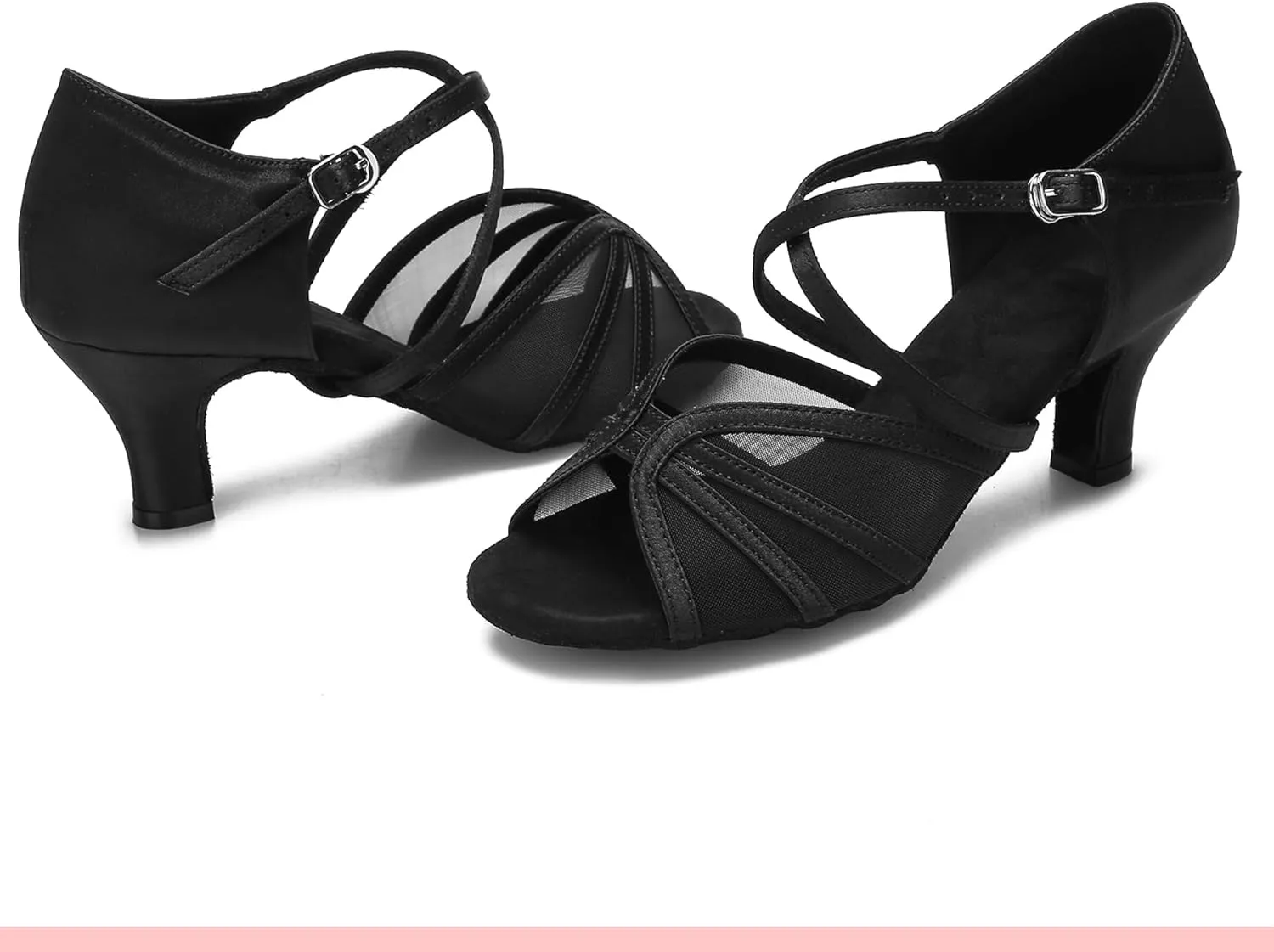 Women's Ballroom Dance Shoes Latin Salsa Dancing Shoes Cross Strap 2.5inch Heel 3inch Heel ZB04