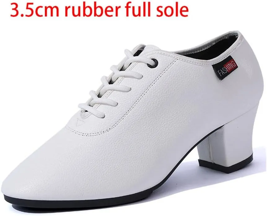 Women's Ballroom Dance Shoes, Leather Ballet Salsa Tango Practice Performance Shoes Stage Walking Shoes