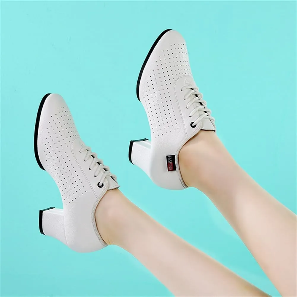 Women's Ballroom Dance Shoes, Leather Ballet Salsa Tango Practice Performance Shoes Stage Walking Shoes