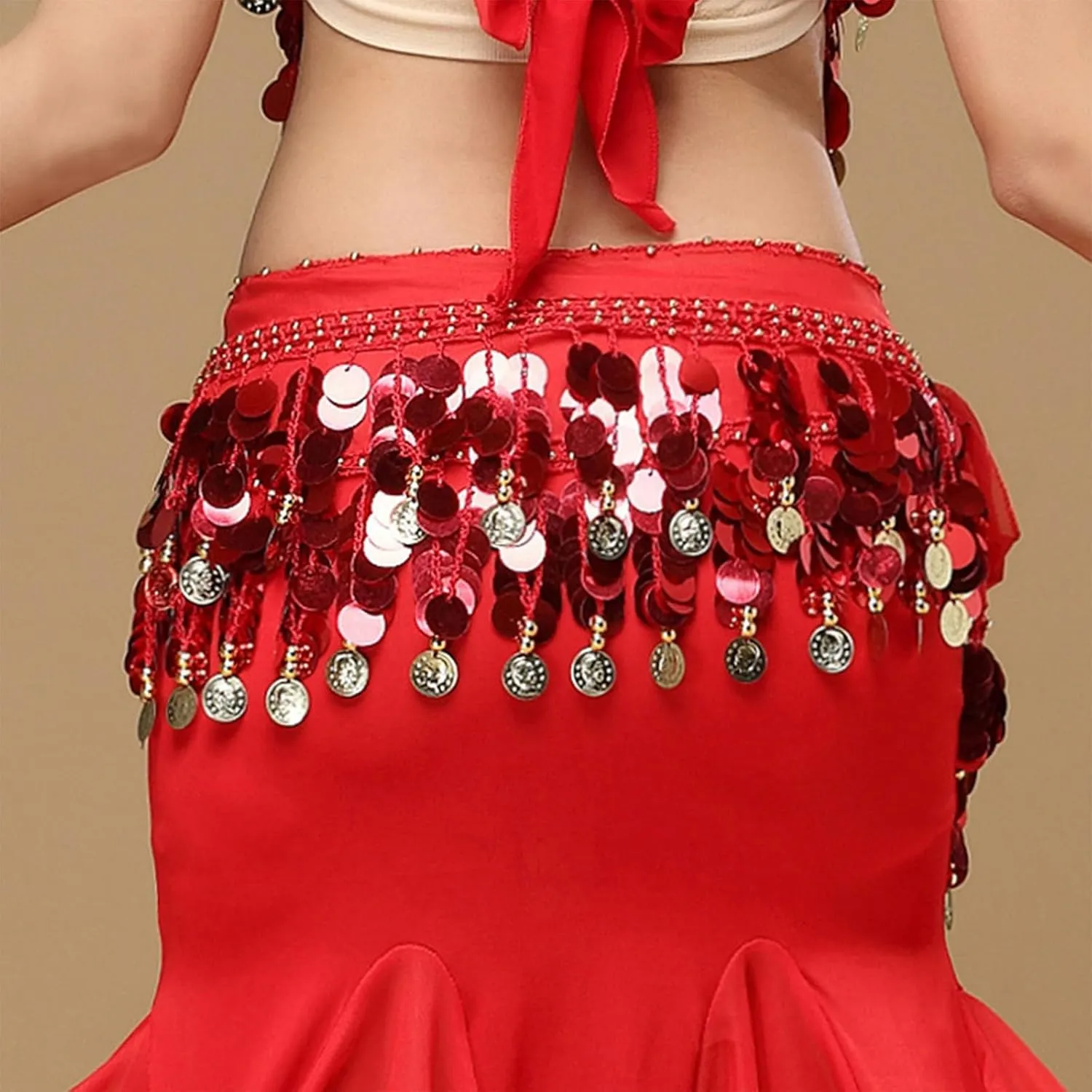 Women's Belly Dance Dress Belly Crop Top Bra Top and Belt Chiffon Dancing Split Skirt Costume 3-Piece Outfit
