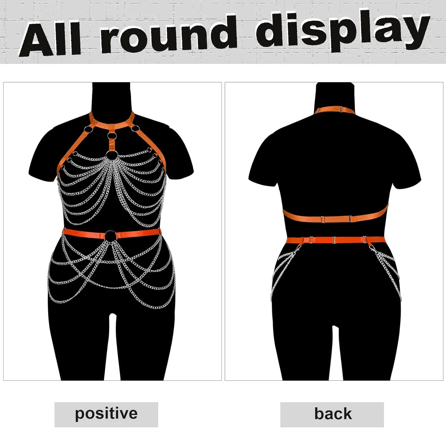 Women's Body Harness Bra Lingerie Plus Size Hollow Cage Metal Chain Bra Garter Set Carnival Punk Gothic Dance Costume