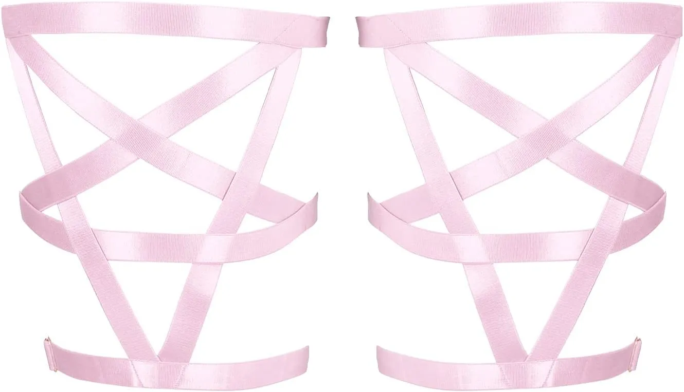 Women's Body Harness Pentagram Star Leg Loop Suspender Belt Thigh Cage Garter Belt Punk Goth Carnival Dance Costume