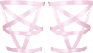 Women's Body Harness Pentagram Star Leg Loop Suspender Belt Thigh Cage Garter Belt Punk Goth Carnival Dance Costume
