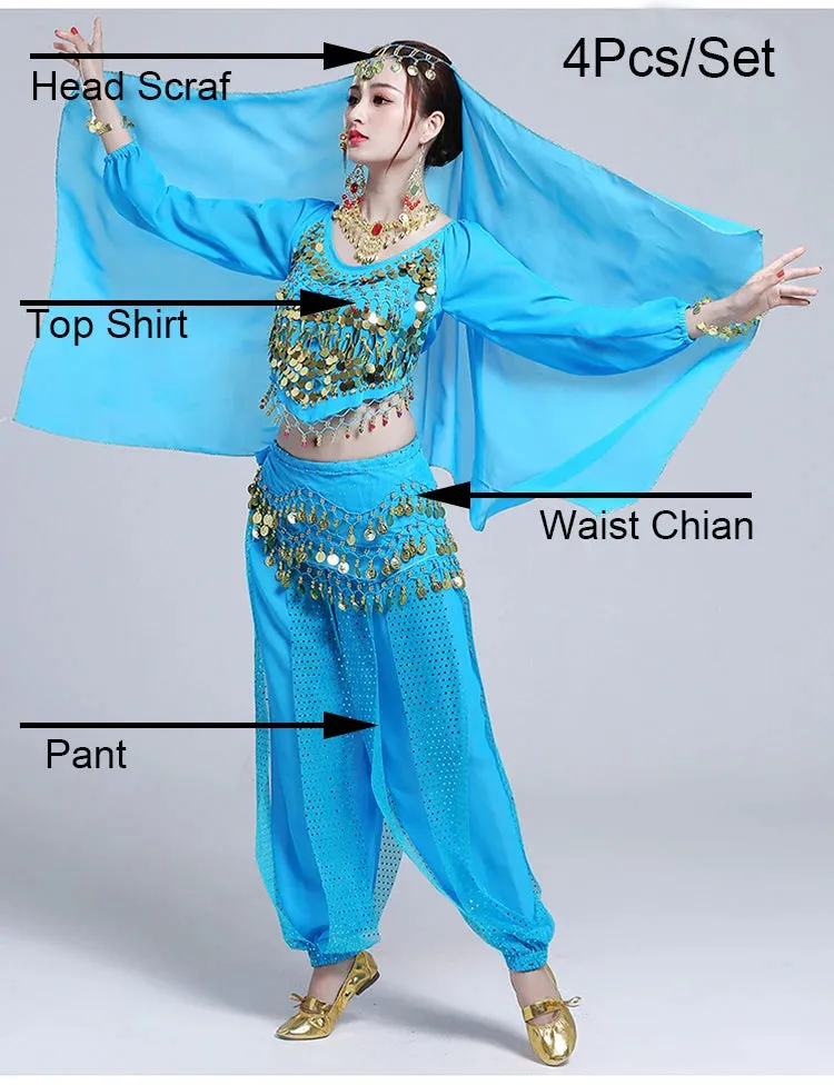 Women's Bollywood Belly Dance Costume Set – Indian Dance Outfit for Stage Performances