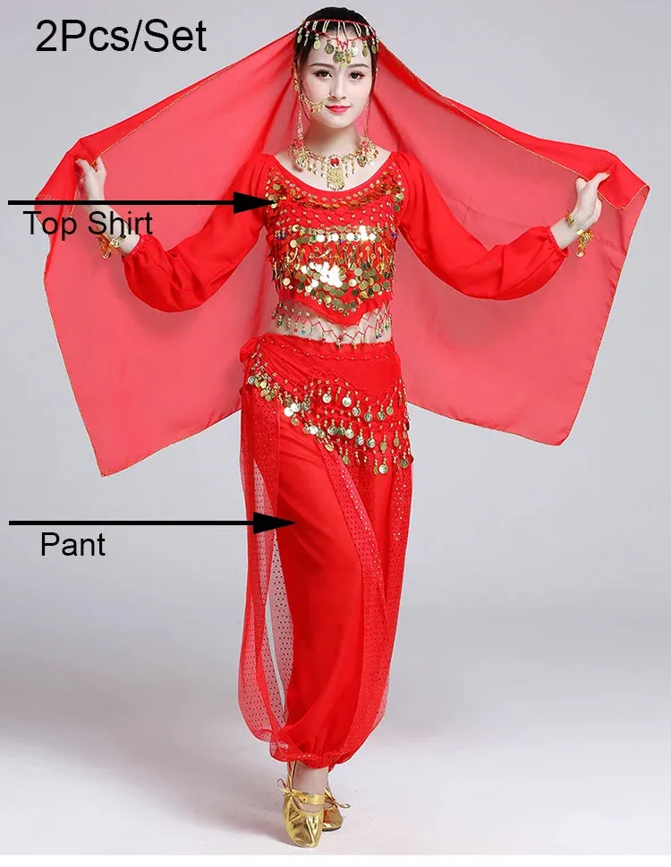 Women's Bollywood Belly Dance Costume Set – Indian Dance Outfit for Stage Performances