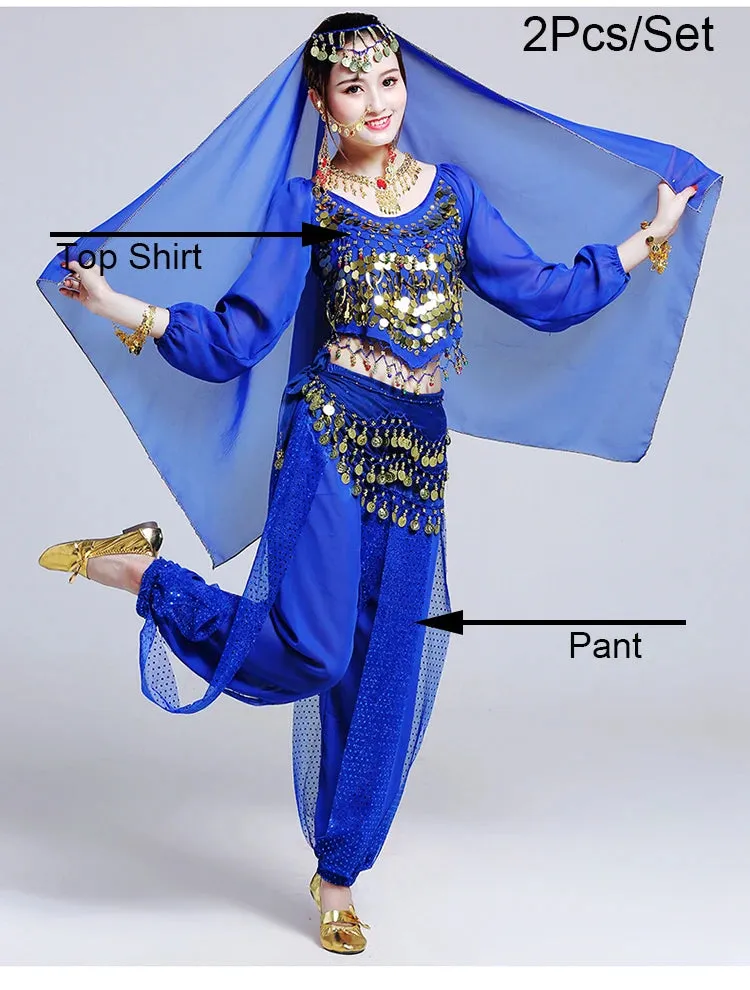 Women's Bollywood Belly Dance Costume Set – Indian Dance Outfit for Stage Performances