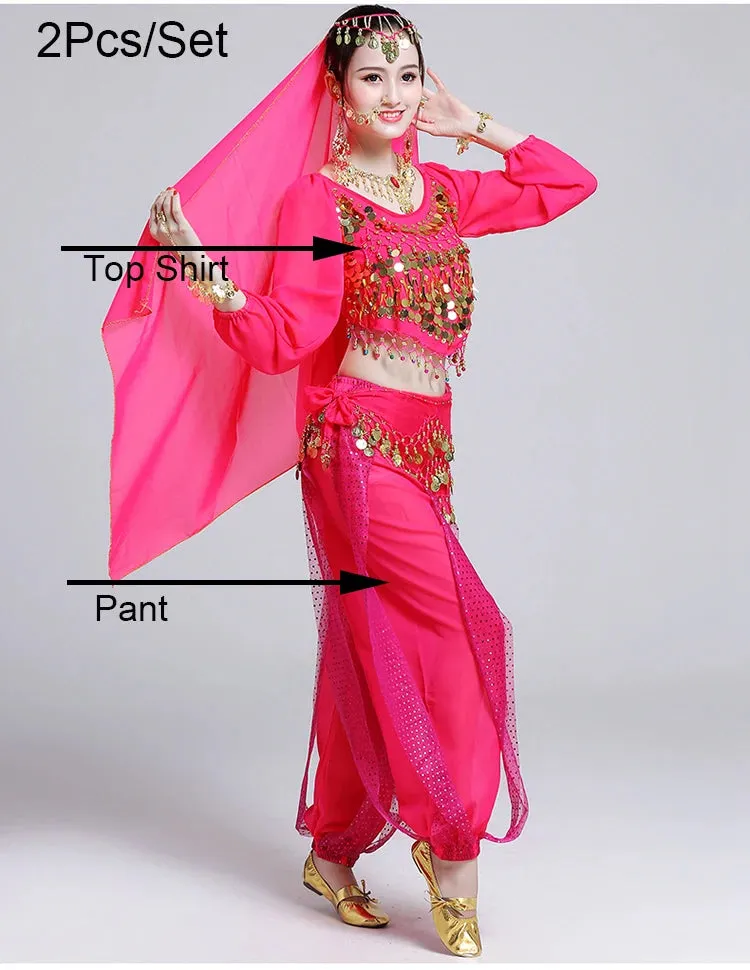 Women's Bollywood Belly Dance Costume Set – Indian Dance Outfit for Stage Performances