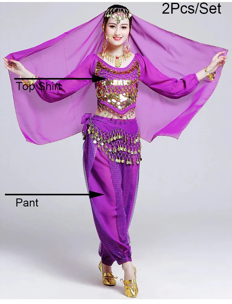 Women's Bollywood Belly Dance Costume Set – Indian Dance Outfit for Stage Performances