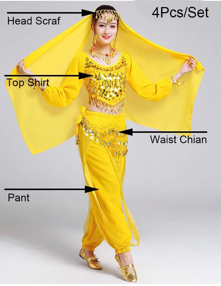 Women's Bollywood Belly Dance Costume Set – Indian Dance Outfit for Stage Performances