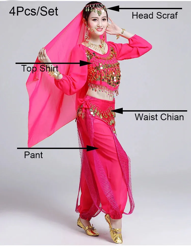 Women's Bollywood Belly Dance Costume Set – Indian Dance Outfit for Stage Performances