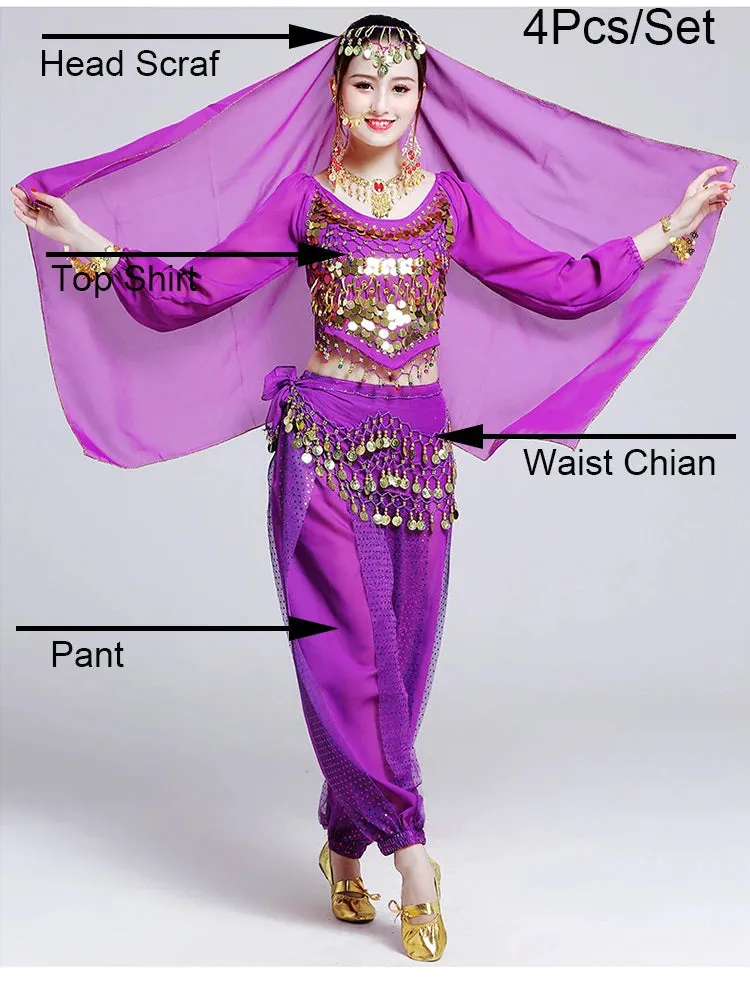 Women's Bollywood Belly Dance Costume Set – Indian Dance Outfit for Stage Performances