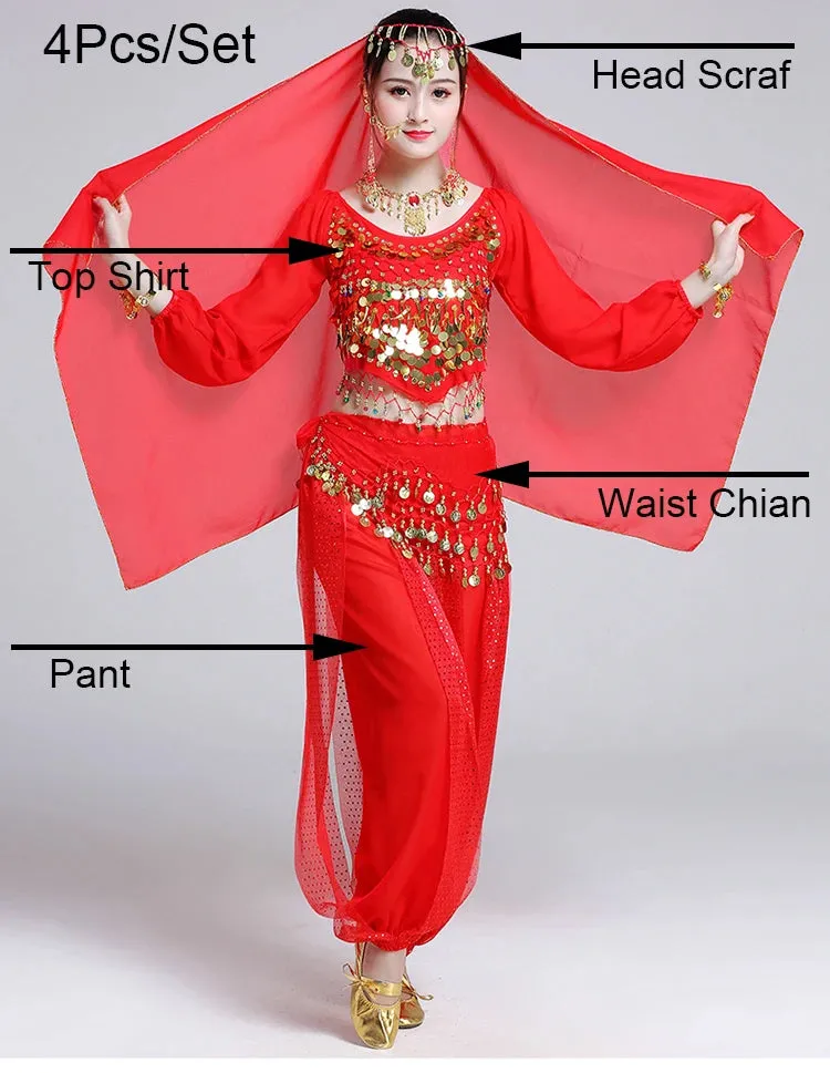 Women's Bollywood Belly Dance Costume Set – Indian Dance Outfit for Stage Performances