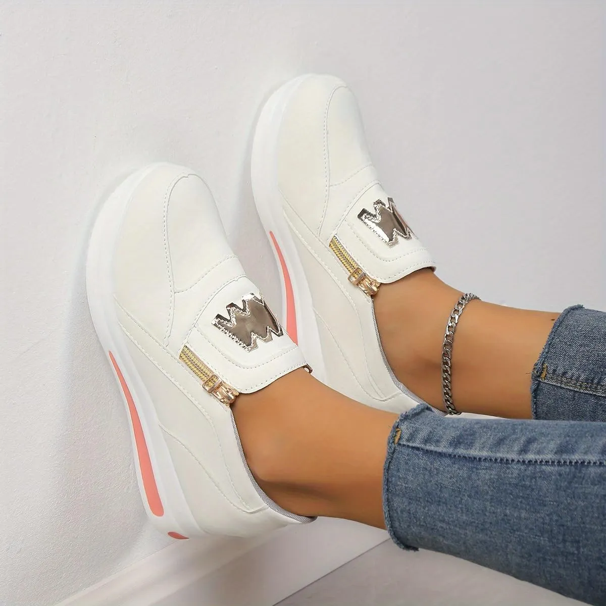 Women's Casual Platform Slip-on Orthopedic Sneakers, Women Lightweight Slip On Walking Running Shoes, Breathable Non Slip