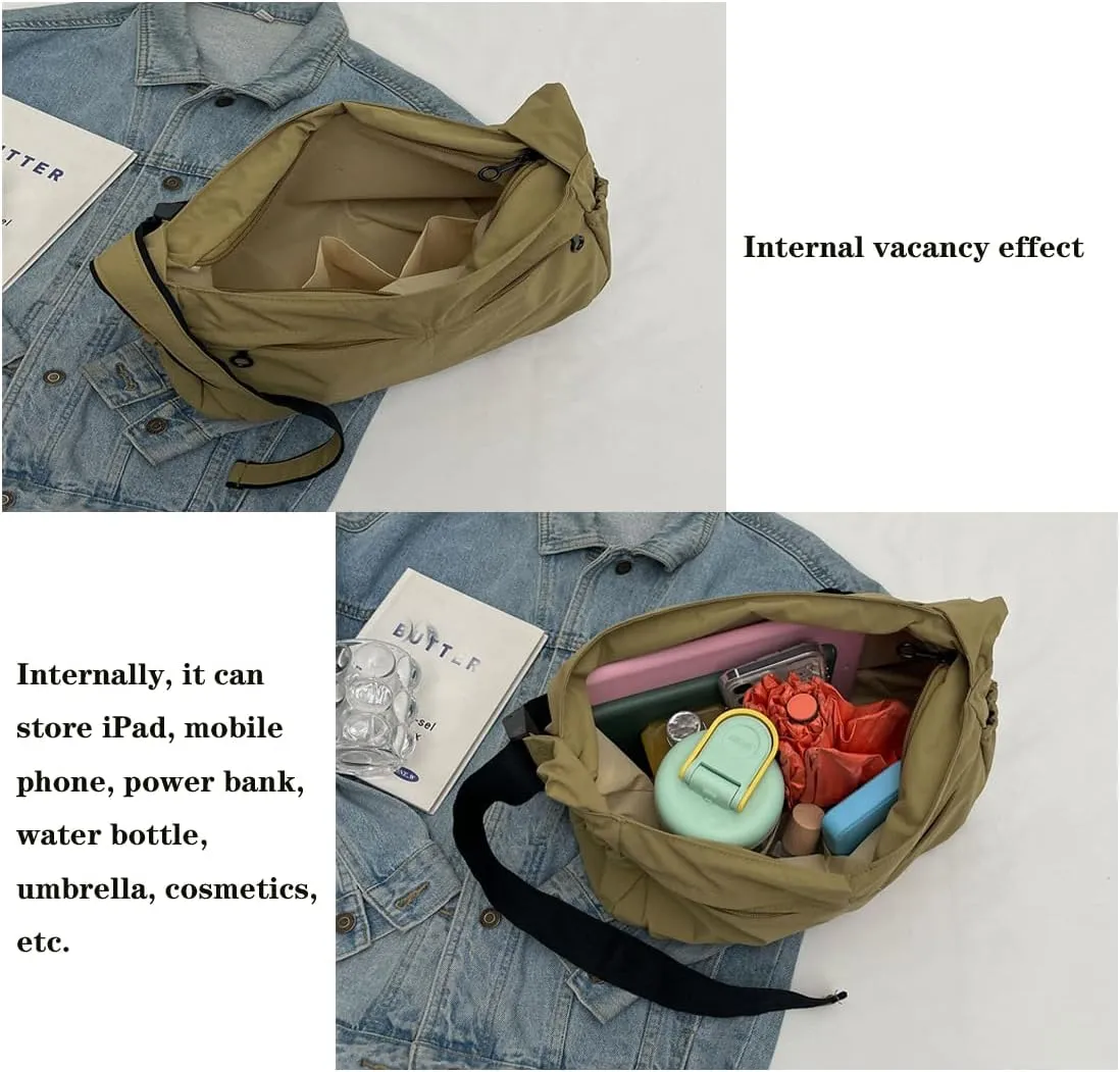 Women's casual shoulder bag, women's waterproof nylon dumpling bag, crossbody bag